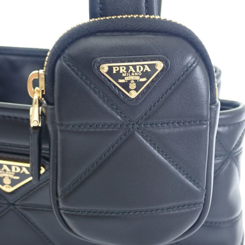 【中古】プラダ PRADA スモールキルトレザー 1BG548 2WAYバッグ ショルダーバッグ レザー ブラック ゴールド金具 レディース【Aランク】