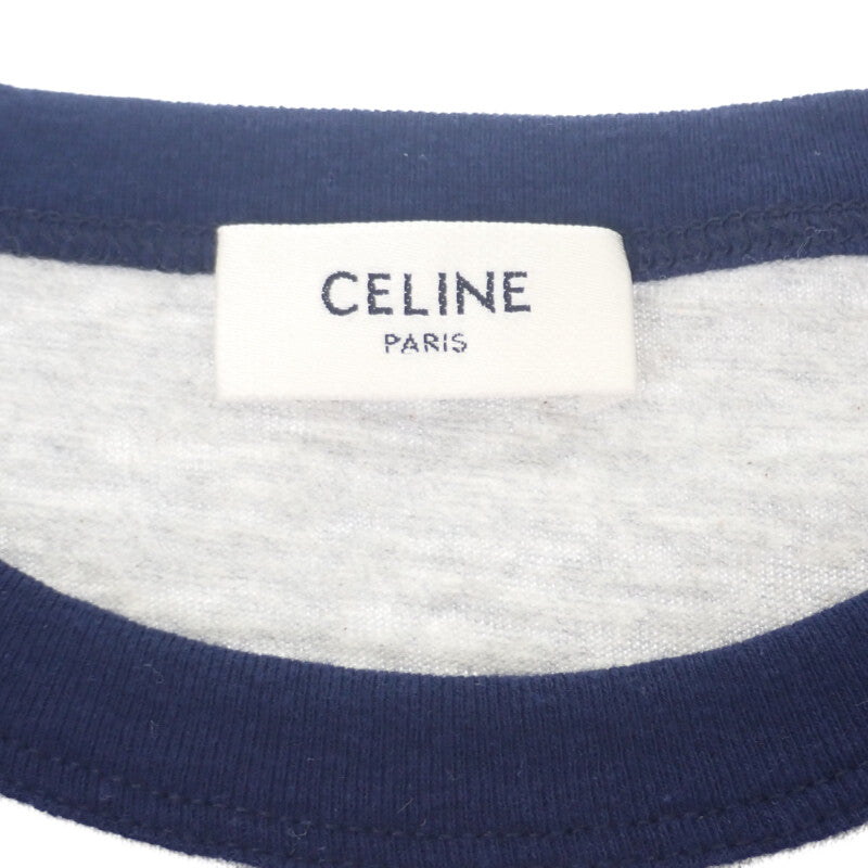 セリーヌ CELINE トリオンフロゴ 2X04K865W.09SH 長袖Ｔシャツ コットン グレー ネイビー レディース ユニセックス【中古】【Aランク】