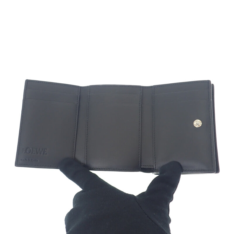 ロエベ LOEWE トライフォールドウォレット C660TR2X02 三つ折り財布 ソフトグレインカーフ ブラック メンズ レディース【中古】【Aランク】
