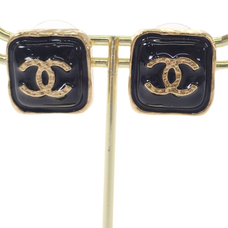 【中古】シャネル CHANEL CCスクエア ABC253 ピアス メタル ブラック ゴールド レディース【Aランク】