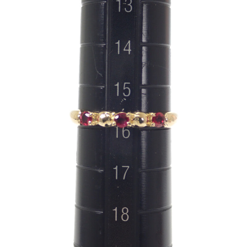 デザインジュエリー 16号 リング K18イエローゴールド ルビー レディース【中古】【Aランク】