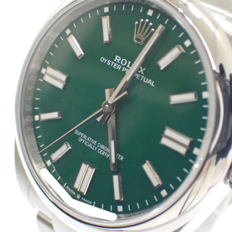ロレックス ROLEX オイスターパーペチュアル 41 124300 腕時計 ステンレススチール 自動巻き グリーン文字盤 メンズ【中古】【SAランク】