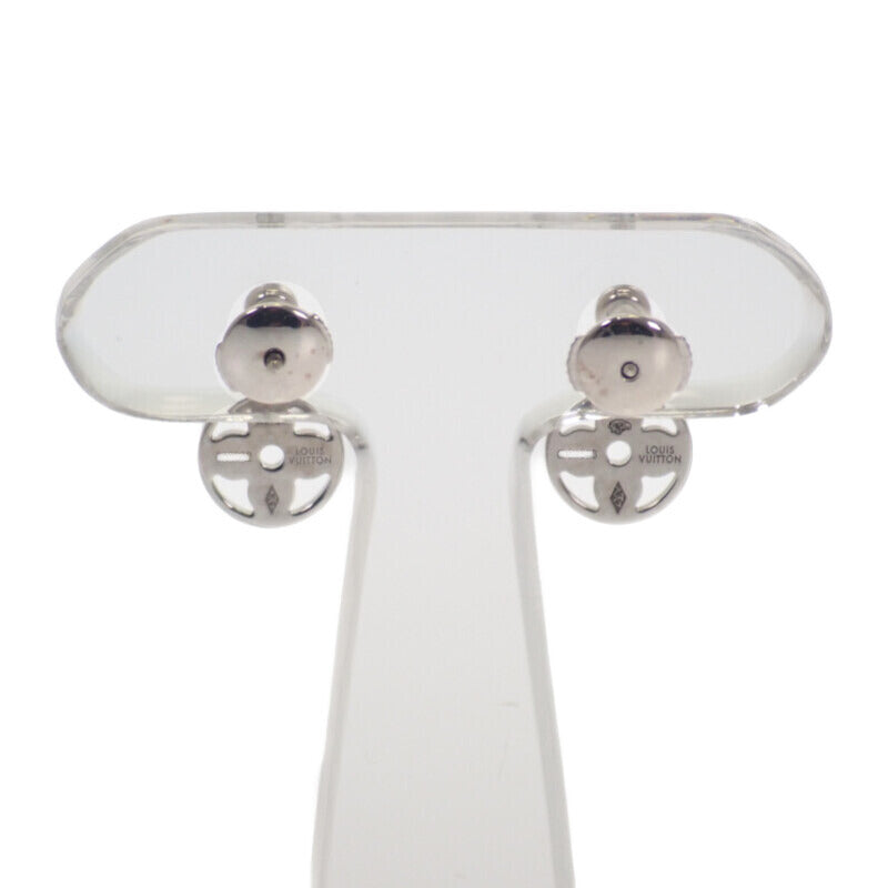 Louis Vuitton Puce Monogram Idylle Q96167 Earrings K18 White Gold Diamond Women's [Used] [A Rank]