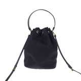 プラダ PRADA デュエットバケットバッグ Re-Nylon 1BH038 ショルダーバッグ ナイロン レザー ブラック ゴールド金具 レディース ユニセックス【中古】【Aランク】