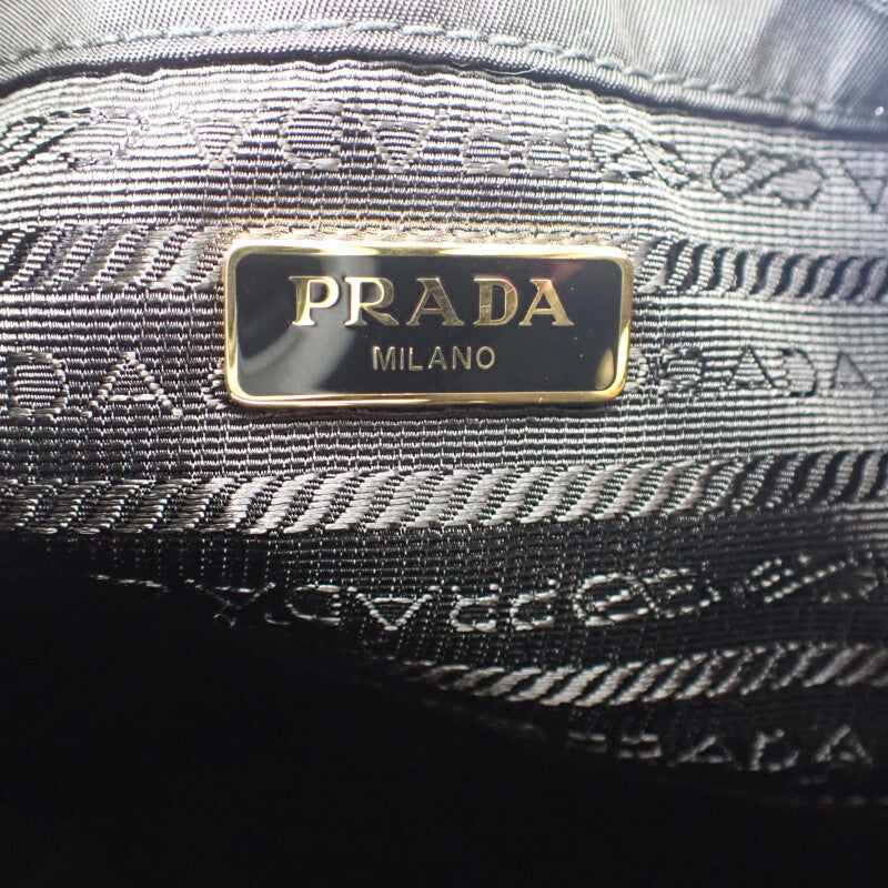 プラダ PRADA デュエットバケットバッグ Re-Nylon 1BH038 ショルダーバッグ ナイロン レザー ブラック ゴールド金具 レディース ユニセックス【中古】【Aランク】