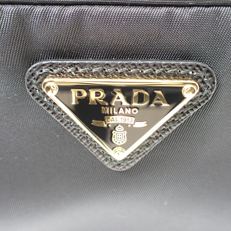プラダ PRADA デュエットバケットバッグ Re-Nylon 1BH038 ショルダーバッグ ナイロン レザー ブラック ゴールド金具 レディース ユニセックス【中古】【Aランク】