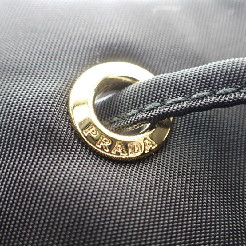 プラダ PRADA デュエットバケットバッグ Re-Nylon 1BH038 ショルダーバッグ ナイロン レザー ブラック ゴールド金具 レディース ユニセックス【中古】【Aランク】