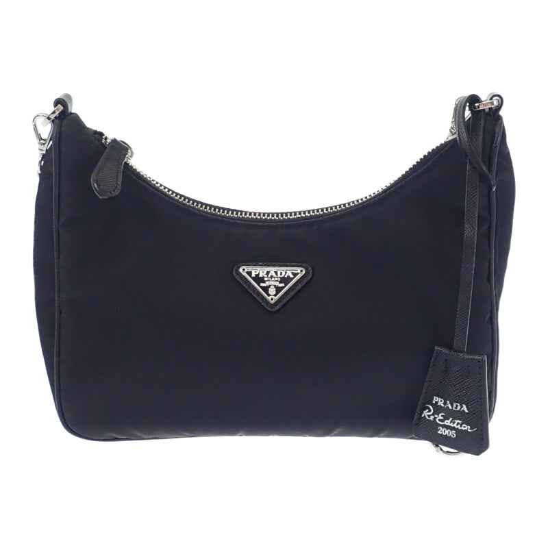 プラダ PRADA Re-Edition 2005 ショルダーバッグ ハンドバッグ 1BH204 2WAYバッグ ナイロン ブラック シルバー金具 レディース【中古】【ABランク】