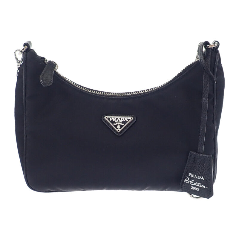 プラダ PRADA Re-Edition 2005 ショルダーバッグ ハンドバッグ 1BH204 2WAYバッグ ナイロン ブラック シルバー金具 レディース【中古】【ABランク】