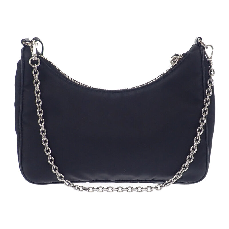 Prada Re-Edition 2005 Shoulder Bag Handbag 1BH204 2WAY Bag Nylon Black Silver Hardware Women's [Used] [AB Rank]