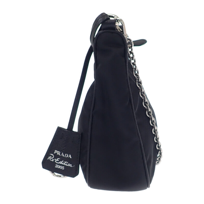 Prada Re-Edition 2005 Shoulder Bag Handbag 1BH204 2WAY Bag Nylon Black Silver Hardware Women's [Used] [AB Rank]