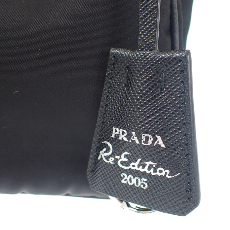 Prada Re-Edition 2005 Shoulder Bag Handbag 1BH204 2WAY Bag Nylon Black Silver Hardware Women's [Used] [AB Rank]