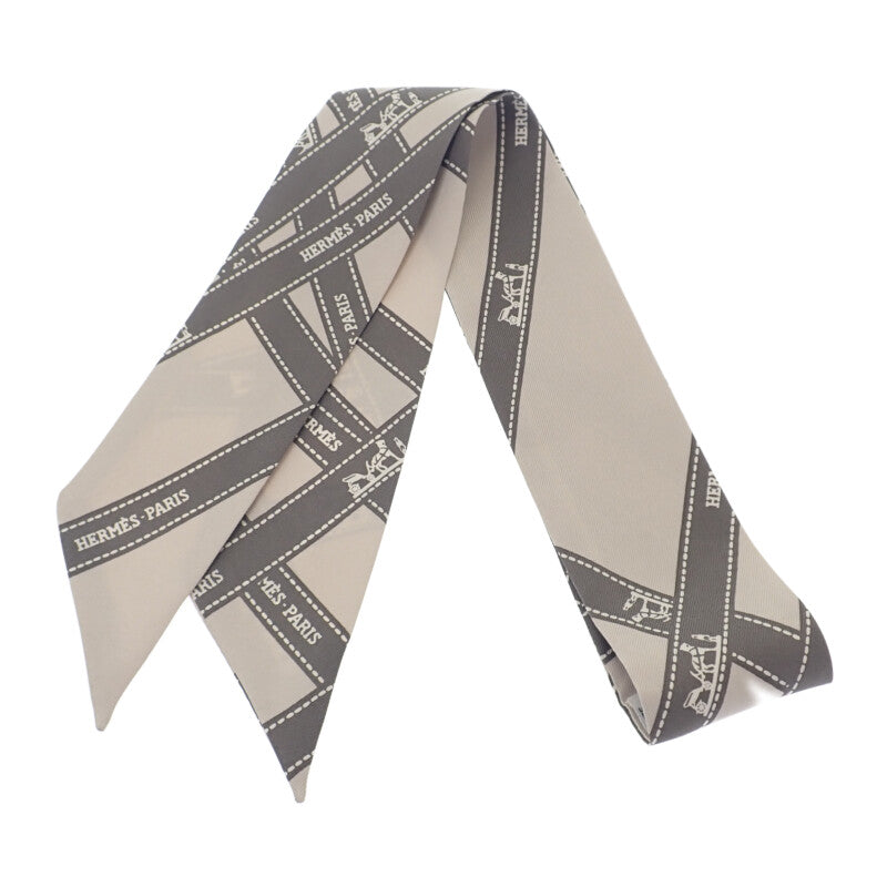 エルメス HERMES ツイリー ボルデュック  スカーフ シルク グレー レディース【中古】【Aランク】