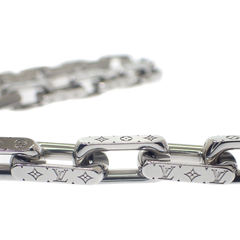 【中古】ルイヴィトン LOUIS VUITTON コリエチェーン M00307 モノグラム ネックレス メタル シルバー メンズ ユニセックス【ABランク】