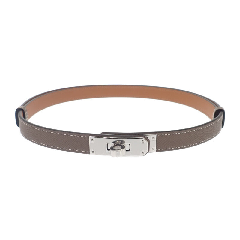 エルメス HERMES ケリー18 エトゥープ K刻印  ベルト ヴォーエプソン グレー ベージュ シルバー金具 レディース【中古】【Sランク】