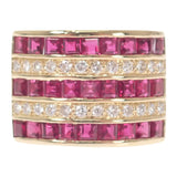 デザインジュエリー 12号 リング K18イエローゴールド ダイヤモンド ルビー レディース【中古】【Aランク】