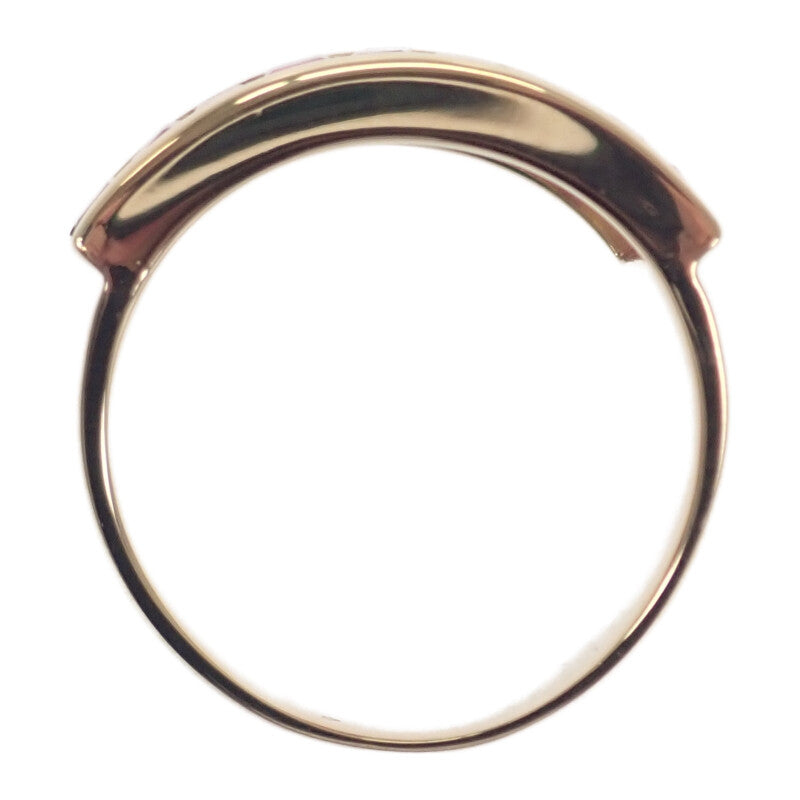 デザインジュエリー 12号 リング K18イエローゴールド ダイヤモンド ルビー レディース【中古】【Aランク】