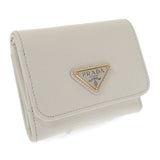 プラダ PRADA トライアングル 1MH043_QHH_F0009 三つ折り財布 サフィアーノ ホワイト レディース【中古】【SAランク】
