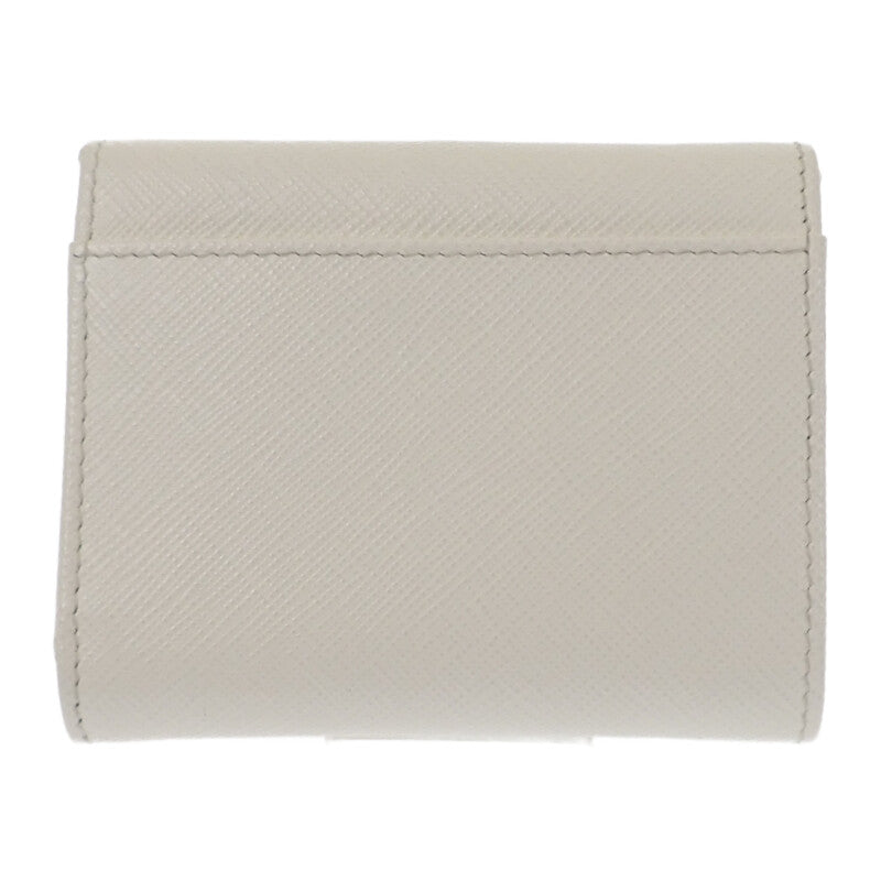 プラダ PRADA トライアングル 1MH043_QHH_F0009 三つ折り財布 サフィアーノ ホワイト レディース【中古】【SAランク】