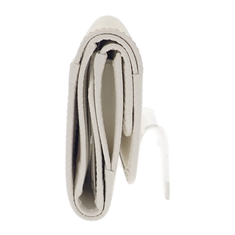 プラダ PRADA トライアングル 1MH043_QHH_F0009 三つ折り財布 サフィアーノ ホワイト レディース【中古】【SAランク】