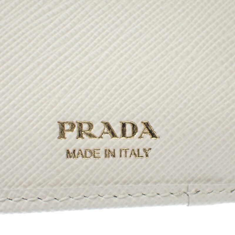 プラダ PRADA トライアングル 1MH043_QHH_F0009 三つ折り財布 サフィアーノ ホワイト レディース【中古】【SAランク】