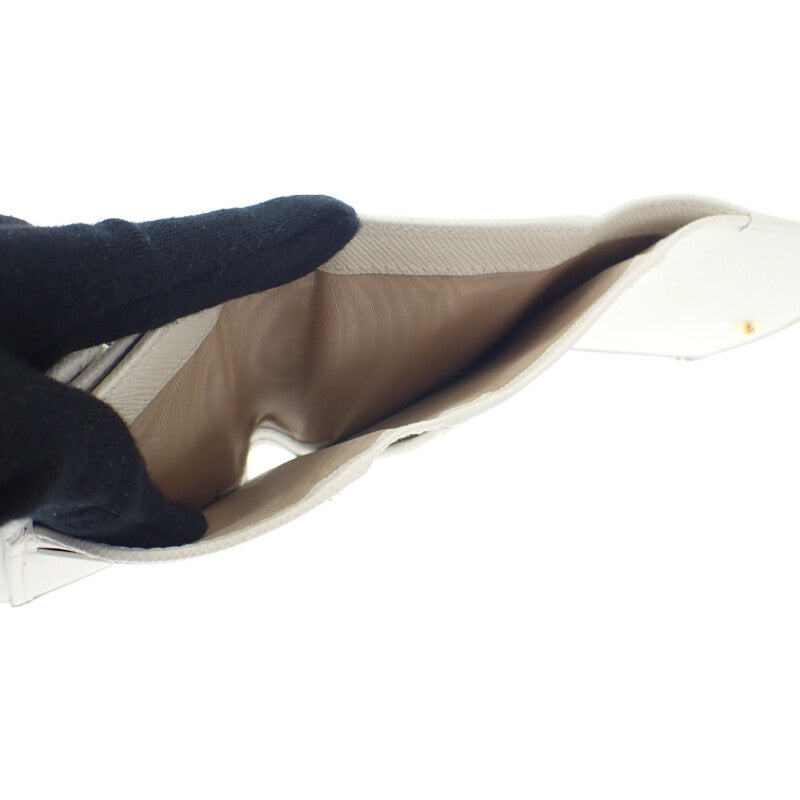 プラダ PRADA トライアングル 1MH043_QHH_F0009 三つ折り財布 サフィアーノ ホワイト レディース【中古】【SAランク】