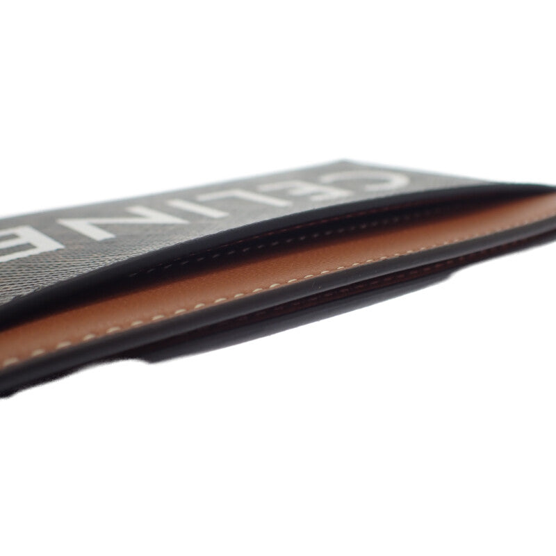 セリーヌ CELINE カードホルダー プリント トリオンフキャンバス 10B702CLY.04LU カードケース レザー ブラウン レディース【中古】【Aランク】