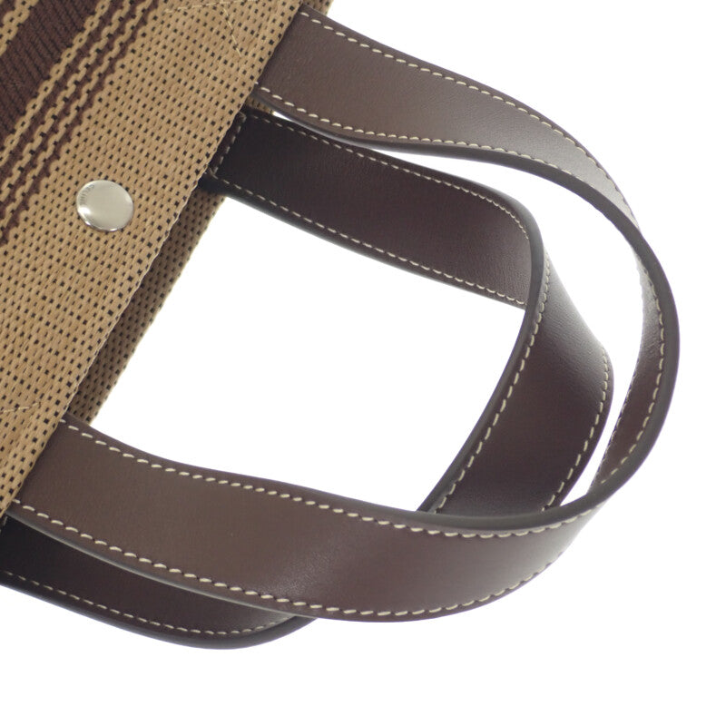 セリーヌ CELINE ミニカバトート 116992FRY.02NU 2WAYバッグ レザー ラフィア ブラウン レディース【中古】【Aランク】