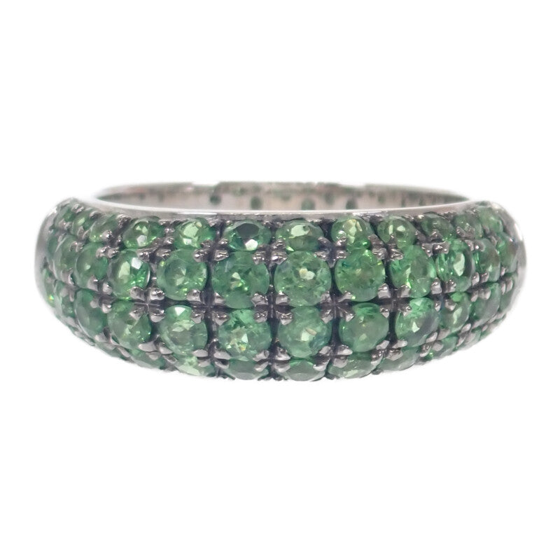 デザインジュエリー ツァボライト ハーフパヴェ リング K18ホワイトゴールド グリーンガーネット 12号 レディース【中古】【Aランク】