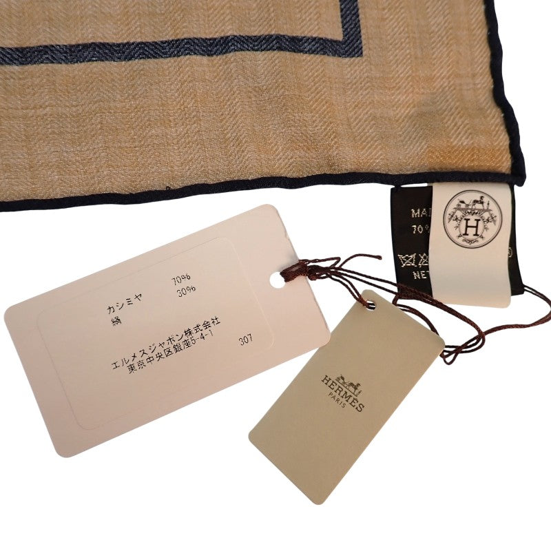 エルメス HERMES カレジェアン 140 船乗りのタトゥー・バンダナ 大判 243374S08 ストール カシミヤ シルク ブラウン レディース【中古】【SAランク】