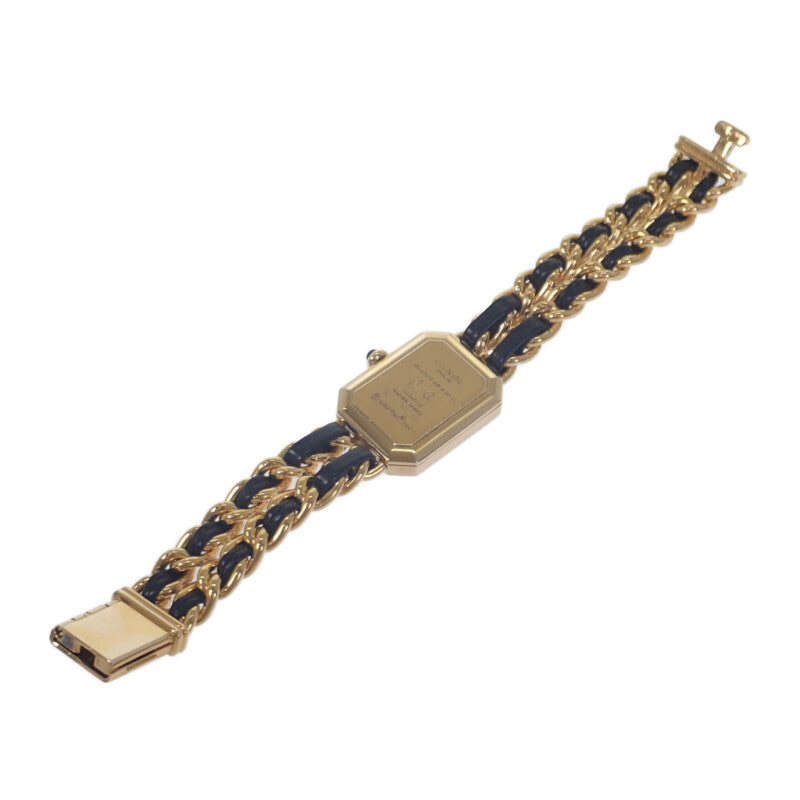 シャネル CHANEL プルミエール S H0001 腕時計 GP レザー クオーツ ブラック文字盤 レディース【中古】【ABランク】