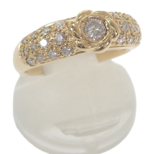 デザインジュエリー フラワー リング K18イエローゴールド 11号 ダイヤモンド レディース【中古】【Aランク】