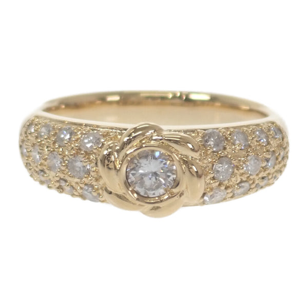 デザインジュエリー フラワー リング K18イエローゴールド 11号 ダイヤモンド レディース【中古】【Aランク】