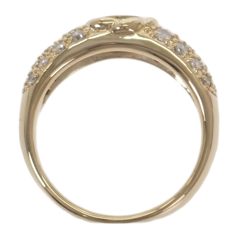 デザインジュエリー フラワー リング K18イエローゴールド 11号 ダイヤモンド レディース【中古】【Aランク】