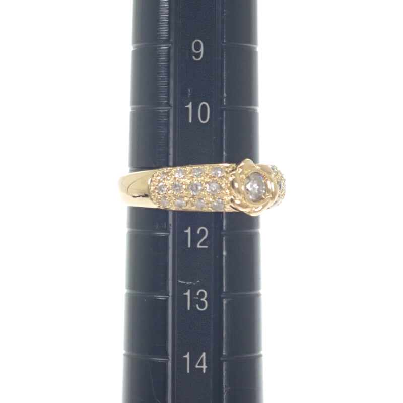 Design Jewelry Flower Ring K18 Yellow Gold Diamond Women's [Used] [A Rank]