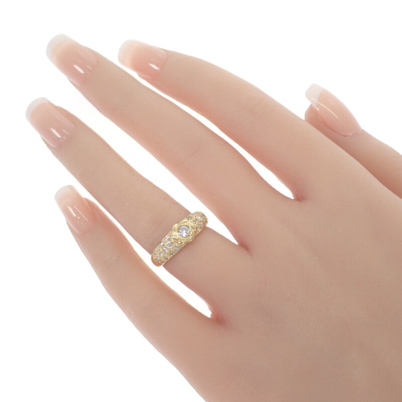 Design Jewelry Flower Ring K18 Yellow Gold Diamond Women's [Used] [A Rank]