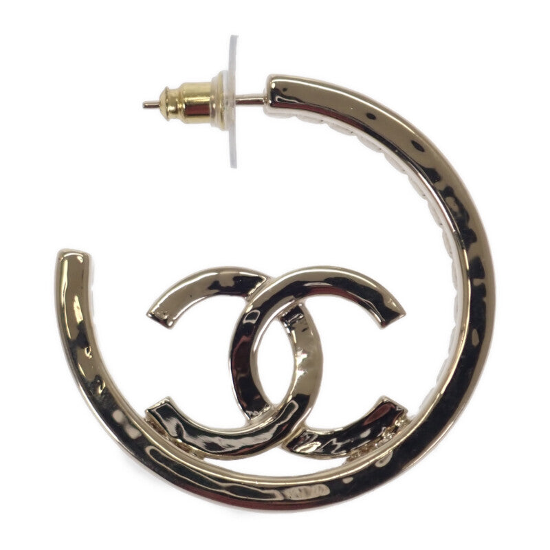 シャネル CHANEL CC フープ ピアス メタル ストラス ゴールド