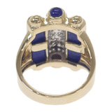 デザインジュエリー 14号 リング K18イエローゴールド ダイヤモンド ラピスラズリ レディース【中古】【Aランク】