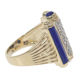 デザインジュエリー 14号 リング K18イエローゴールド ダイヤモンド ラピスラズリ レディース【中古】【Aランク】