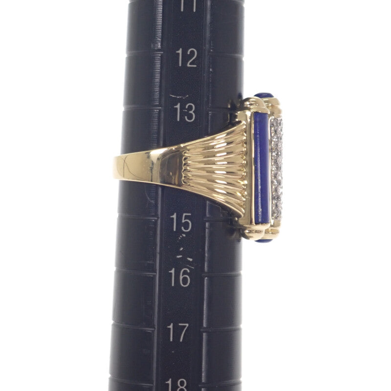 デザインジュエリー 14号 リング K18イエローゴールド ダイヤモンド ラピスラズリ レディース【中古】【Aランク】