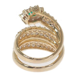 K18YG デザインジュエリー スパイラル リング K18イエローゴールド 14号 ダイヤモンド エメラルド レディース【中古】【Aランク】