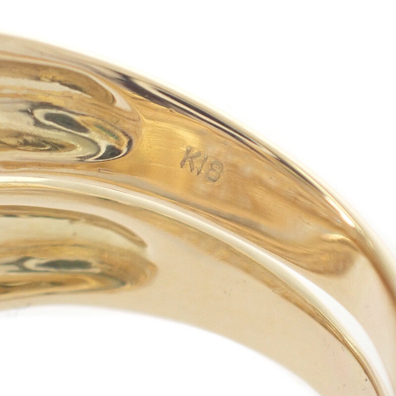 K18YG デザインジュエリー スパイラル リング K18イエローゴールド 14号 ダイヤモンド エメラルド レディース【中古】【Aランク】