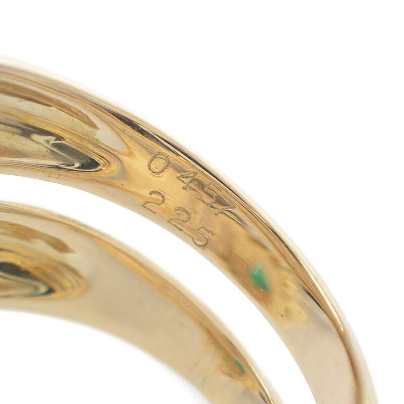 K18YG デザインジュエリー スパイラル リング K18イエローゴールド 14号 ダイヤモンド エメラルド レディース【中古】【Aランク】