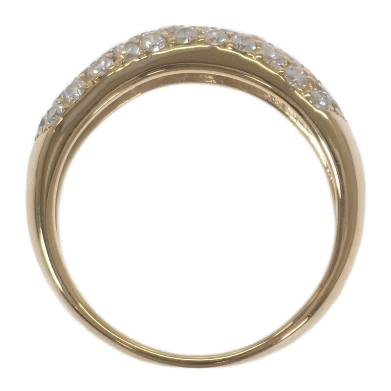 デザインジュエリー ハーフパヴェ 23号 リング K18イエローゴールド ダイヤモンド メンズ レディース【中古】【Aランク】