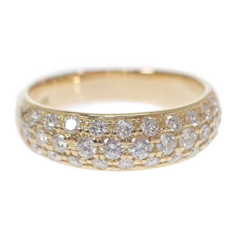 デザインジュエリー ハーフパヴェ 12号 リング K18イエローゴールド ダイヤモンド レディース【中古】【Nランク】