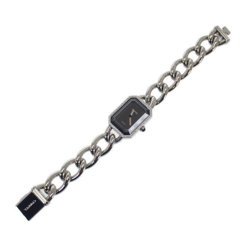 シャネル CHANEL プルミエール M H0495 腕時計 ステンレススチール ダイヤモンド クオーツ ブラック文字盤 レディース【中古】【Aランク】