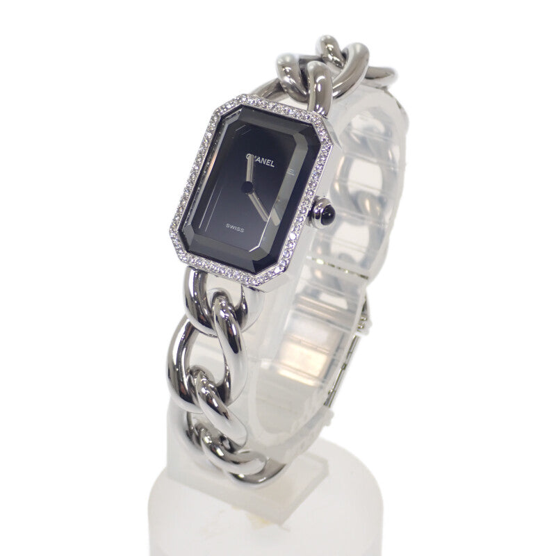 シャネル CHANEL プルミエール M H0495 腕時計 ステンレススチール ダイヤモンド クオーツ ブラック文字盤 レディース【中古】【Aランク】