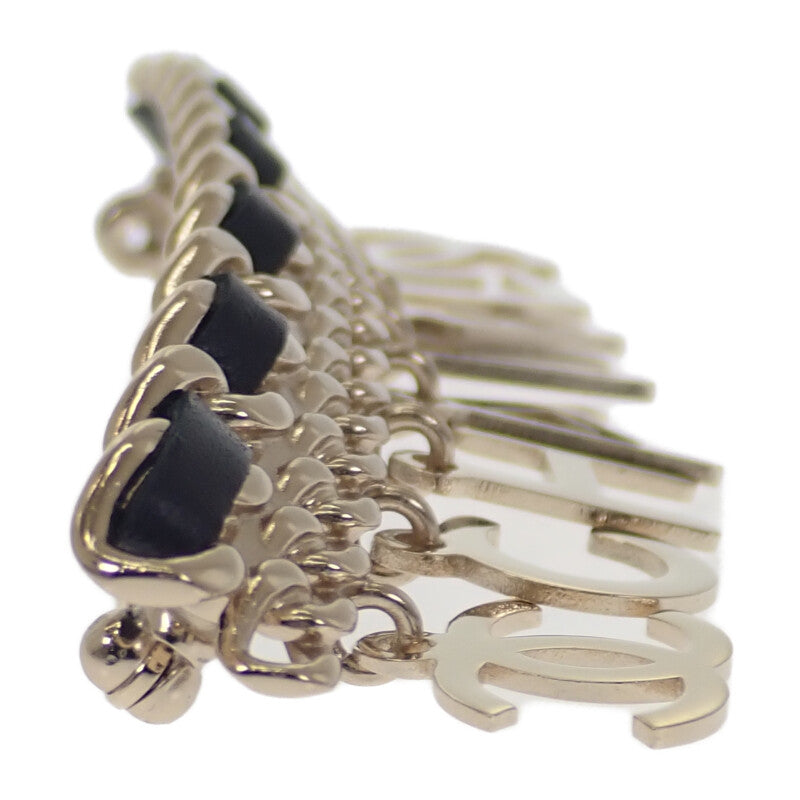 シャネル CHANEL CCロゴチェーン ブローチ メタル レザー