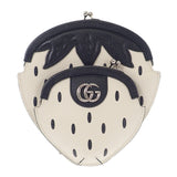グッチ GUCCI ストロベリーポシェット 719725 ショルダーバッグ レザー ホワイト ブラック シルバー金具 レディース【中古】【Aランク】
