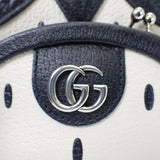 グッチ GUCCI ストロベリーポシェット 719725 ショルダーバッグ レザー ホワイト ブラック シルバー金具 レディース【中古】【Aランク】